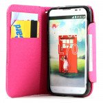 Wholesale LG Optimus L70 Flip Leather Wallet Case with Strap (Hot Pink)